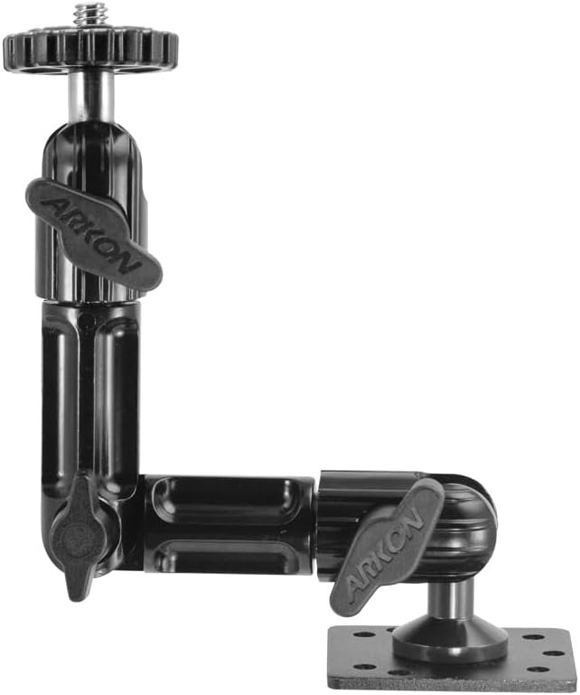 Heavy Duty Camera Surface Wall Mount for 1/4 20 CCTV POV Camcorders Cameras with 8 inch Multi Angle Arm and 4 Hole AMPS Base (CMPHD006)