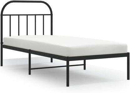 JUNZAI Giroletto con Testiera in Metallo Nero 90x190 cm,Mobili,Letti e Accessori,Letti e telai per Letti