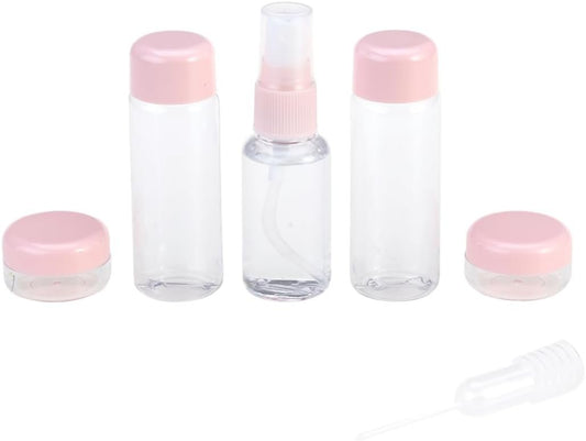 Beavorty Refillable Travel Toiletries Bottles with Bag 7-Piece Set for Travel Camping Hygiene Compact Liquid Containers