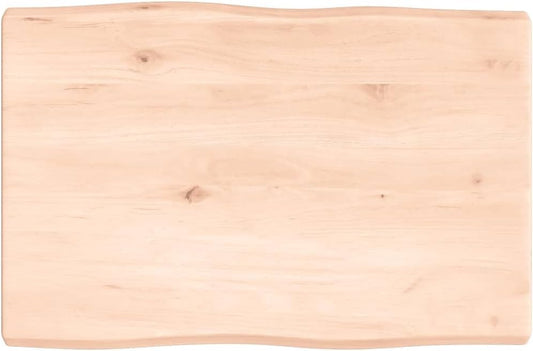 Homgoday 60 x 40 cm Solid Oak Tabletop, Unfinished Live Edge Coffee Table Replacement, Kitchen Dining Table, Desktop Surface for Home & Office
