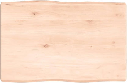 Homgoday 60x40 cm Solid Oak Tabletop, Raw Wood, Live Edge Design, Replacement Coffee Table, Kitchen Dining Table, Desktop Surface - Durevole & Stylish