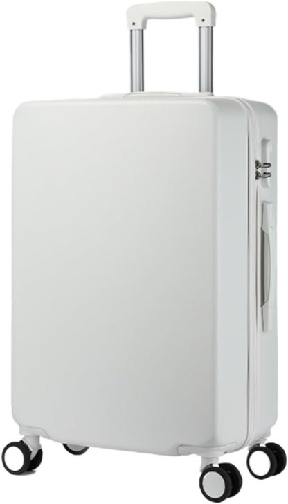 Luggage Portable Hard Shell Luggage Security Combination Lock Suitcases Quiet and Smooth Luggage Trolley Suitcase (Color : White, Size : 22inch)