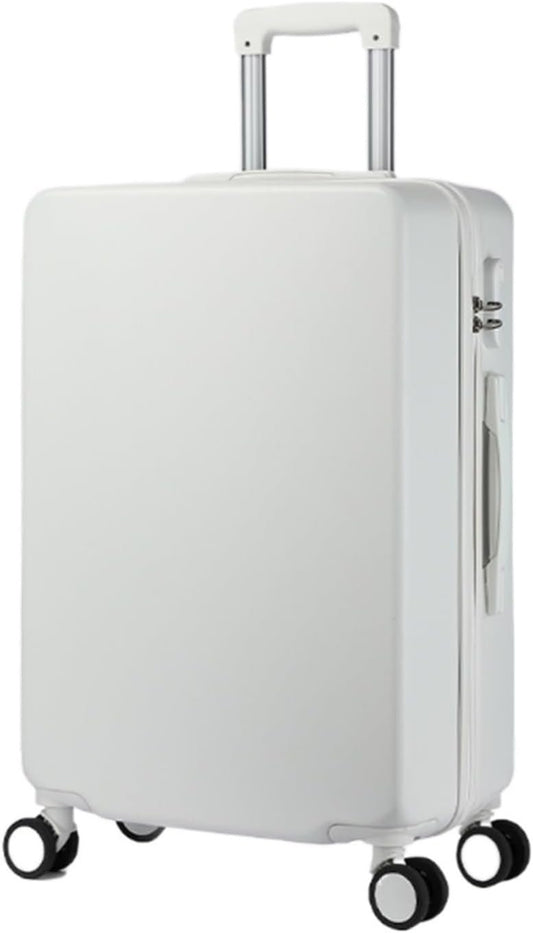 Luggage Portable Hard Shell Luggage Security Combination Lock Suitcases Quiet and Smooth Luggage Trolley Suitcase (Color : White, Size : 22inch)