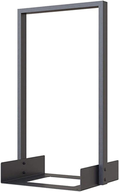 Firewood Stand Log Rack Firewood Holder with Hooks - Indoor/Outdoor Black Steel Metal Fireplace Wood Storage Stand with Holders for Fireside Tools and Accessories Strong and Sturdy (Black One Size)