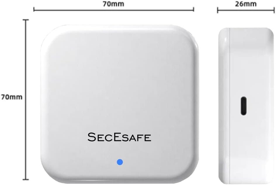 SecEsafe Smart TTLock G2 Gateway Hub. Works with Smart Locks, Bluetooth Remote Control for Keyless Entry, Connects via USB-C connection, Enables Voice Control for Home Automation such as Google Home for Smart Door Lock Entry.