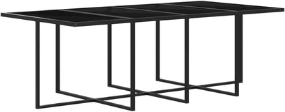 vidaXL 9 Piece Modern Outdoor Dining Set, Poly Rattan Construction with Cushions and Tempered Glass Table Top, Garden/Patio Furniture - Grey