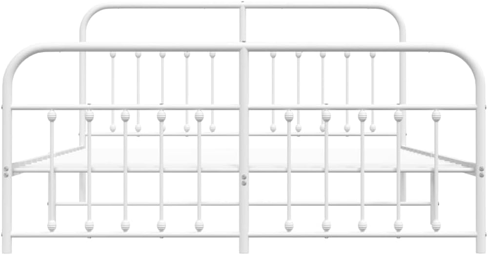 Lechnical Bed Frame with Headboard and Footboard Metal White 180 x 200 cm, Furniture, Beds and Accessories, Beds and Frames for Beds