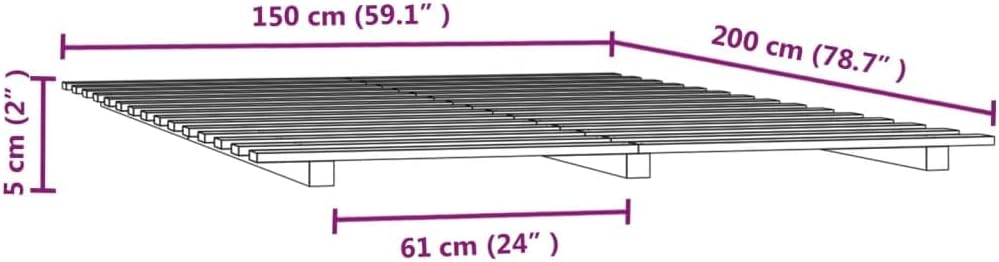 Lechnical Giroletto Nero 150x200 cm in Legno Massello di Pino,Mobili,Letti e Accessori,Letti e telai per Letti