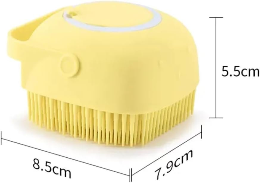 Dog Bath Brush - Dog Grooming Supplies, Puppy Essentials, Dog Grooming Pet Brush, Dog Bath Scrubber, Silicone Scrubber, Dog Care - Puppy Shampoo & Dog Comb, Dog Accessories, Dog Supplies for Dog Wash (Yellow)