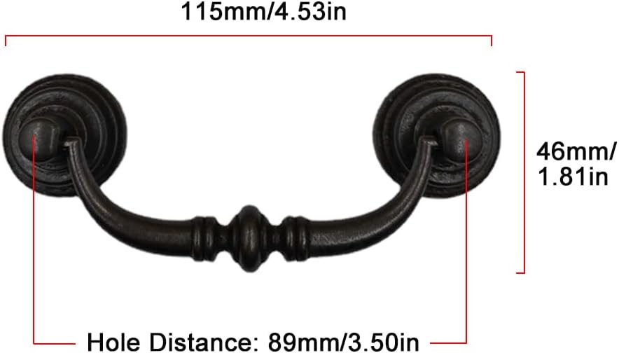 TopHomer Set of 2 Vintage Drawer Handles with Screws and Universal Knobs Set 12.5cm for Bedroom, Bathroom, Kitchen, Wardrobe [Brass]