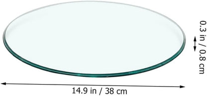 ANDRESLAD Round Glass Table Top Thickened Tempered Glass 38cm Diameter Shatterproof Easy to Clean Dining Table Top