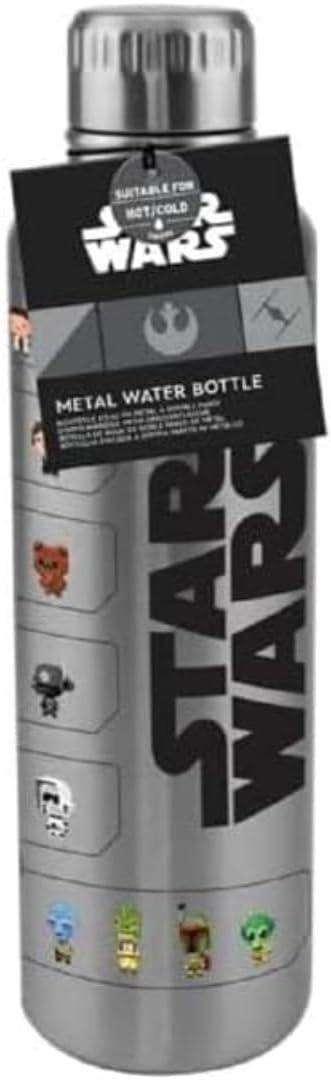 Paladone Star Wars Official Licensed Metal Water Bottle, Gamer and Comic Series Fan Decor and Gift, Disney Desk Accessory for All Ages, Collectors Drinkware with Movie Characters