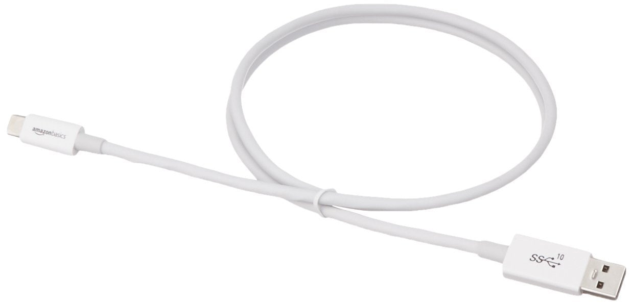 Amazon Basics USB-C to USB-A 3.1 Gen 2 Adapter Fast Charging Cable, 10Gbps High-Speed, 0.9 meters, White