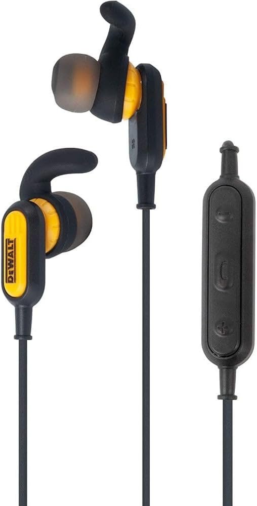 DEWALT Neckband Bluetooth Earbuds, Wireless Bluetooth 5.2 Headphones with Microphone, Ultra-Lightweight Comfort, IP56 Waterproof, Deep Bass Strong Beat, 20H Playtime, Jobsite Behind-Neck Earphones