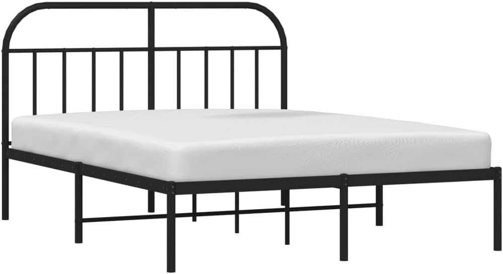 Lechnical Bed Frame with Black Metal Headboard, 140 x 190 cm, Furniture, Beds and Accessories, Beds and Frames for Beds
