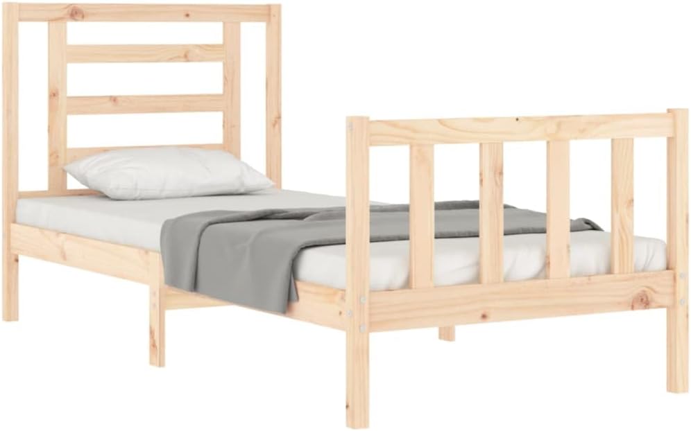 FIRBNUS Bed Frame with Headboard 90 x 200 cm Solid Wood Headboard Single Headboard Bed Frame Single Bed Frame Single Bed Frame Single Bed Frame
