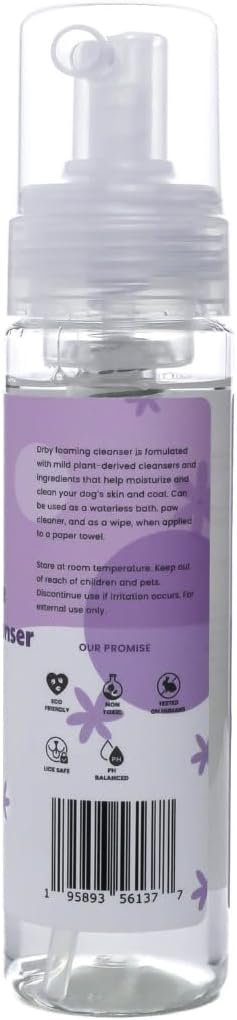 Drby Pet Co. No-Rinse Foaming Cleanser – Quick and Gentle Pet Hygiene (Lavender)