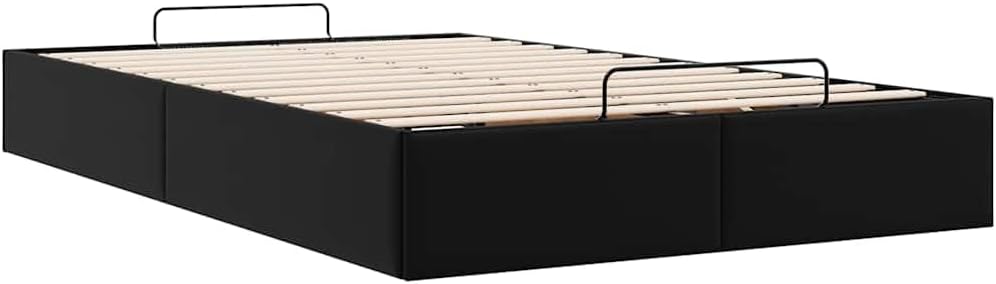 vidaxl King Single Ottoman Bed Frame - Black Faux Leather Storage Bed with Hydraulic Lift Mechanism