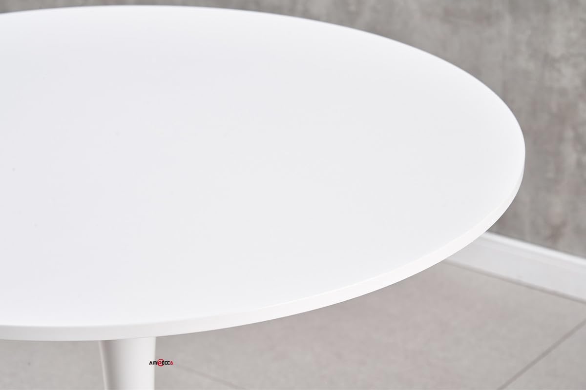BRIBRION 80CM 1x Tulip Round Dining Table Pure White with Metal Leg Base Pedestal for Kitchen Coffee Office Restaurant Small Space Saving