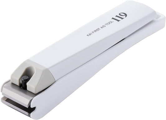 KAI Japan Health and Personal Care 119 Nail Clipper 001 L (Straight Blade) *AF27* - Minimalist, Stainless Steel, White