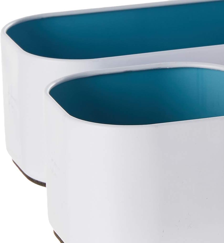 Three by Three Seattle 3 Piece Metal Stacking Bins + Drawer Organizers Set: Elevate Your Desk Organization with Playful Stackable Metal Organizers: Fun, Functional, and Stylish (Sky Blue)