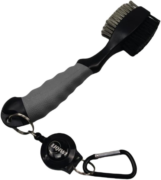 LIQIWI Golf Club Brush I Retractable & Oversize Double Brush & Comfortable Ergonomic Grip, Easy Hanging on Golf Bag, Stylish & Lightweight,Essentials Golf Accessories for Golf Lovers (Grey)