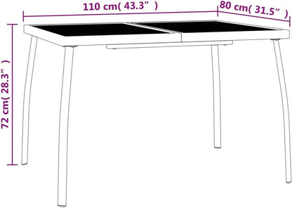 'vidaXL Modern Steel Mesh Garden Table in Anthracite - Outdoor Patio Dining Table with Multi-Functional Tabletop and Elegant Legs - 110x80x72 cm