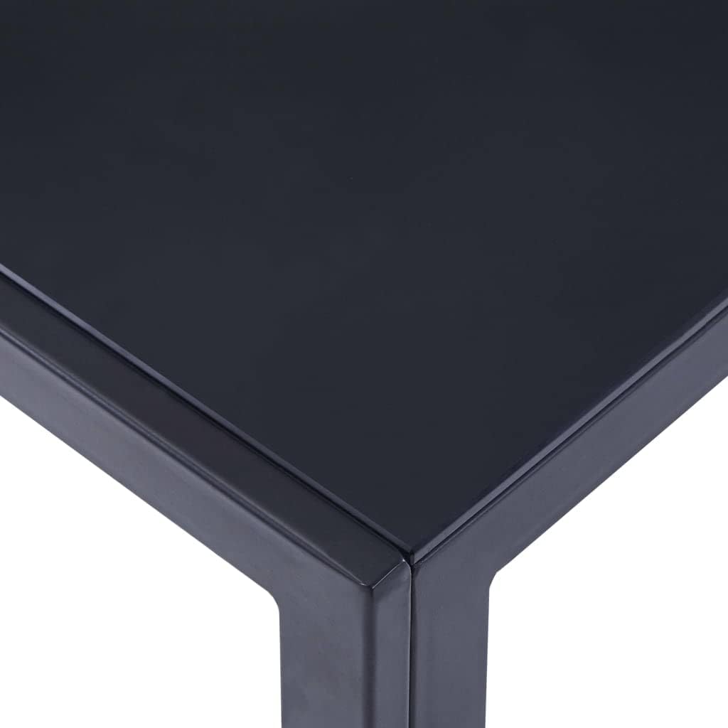 vidaXL Modern Seven Piece Dining Set in Grey - Tempered Glass Tabletop and Faux Leather Upholstery