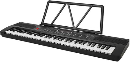 61 tasti per pianoforte per tastiera, pianoforte digitale elettronico portatile con supporto per foglio microfono per altoparlanti incorporato e cavo di ricarica USB mini