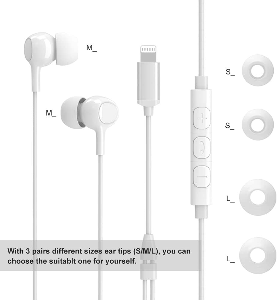 aceyoon iPhone Earphones MFi Certified Lightning Earbuds with Mic and Volume Remote iPhone 11 Headphones Noise Cancelling Universe Lightning Earphones for iPhone 12 13 X XR 8 6 7 6S 10 11Pro iPad iPod