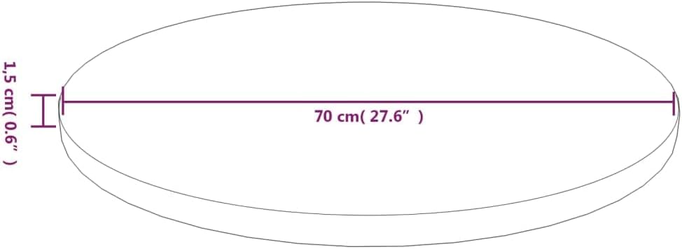 Round Replacement Dining Table Top, 70 cm Diameter x 1,5 cm, Solid Oak Wood, Light Brown, Perfect for Cafe, Ristorante, Bar, Coffee Table, Commercial Use