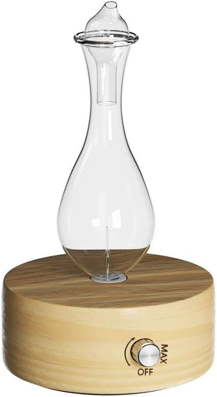 Devanti Aroma Diffuser, Electrical Air Purifier Essential Oils Car Freshener Vaporizer Aromatherapy Diffusers Refill Scent Booster Home Office Bedroom Humidifiers Steam, 7 Led Light Glass Beige