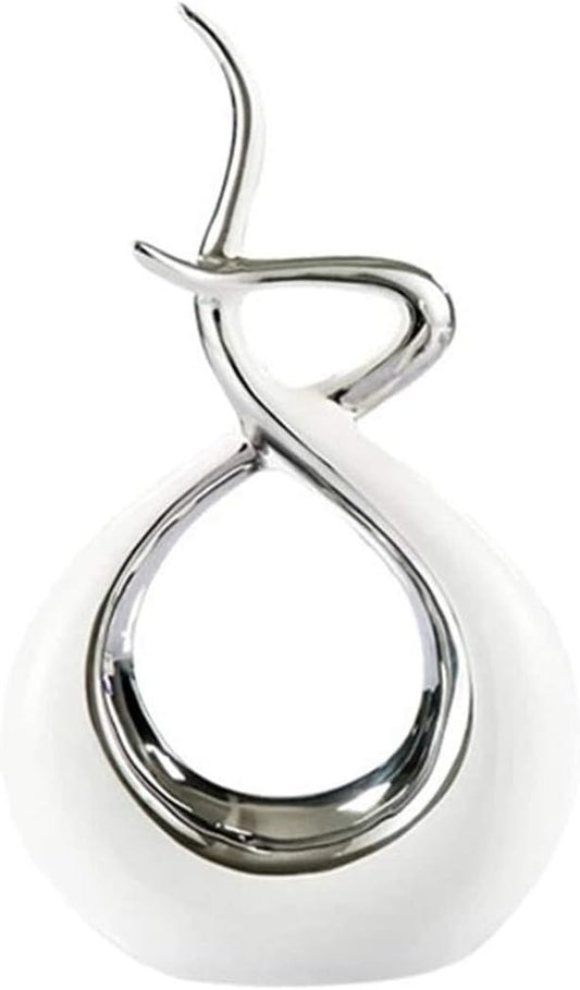 LGYKUMEG Modern Design Ornaments, Silver Ceramic Decoration, Modern Furnishings for Home, Office, Living Room, Interior, Decorations, 17.5 x 30 cm