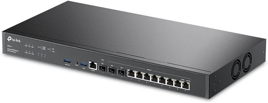 TP-Link Omada VPN Router with 10G Ports (ER8411) - Omada SDN Centralized Management, Two 10GE SFP+ Ports, Up to 10 WAN Ports, SSL/IPSec /OpenVPN/PPTP/L2TP VPN, Load Balance