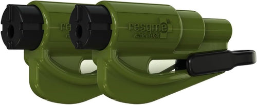 resqme The Original Emergency Key Fob Car Escape Tool, 2-in-1 Seat Belt Cutter and Window Breaker, Army Green, Pack of 2 - Compact Emergency Hammer