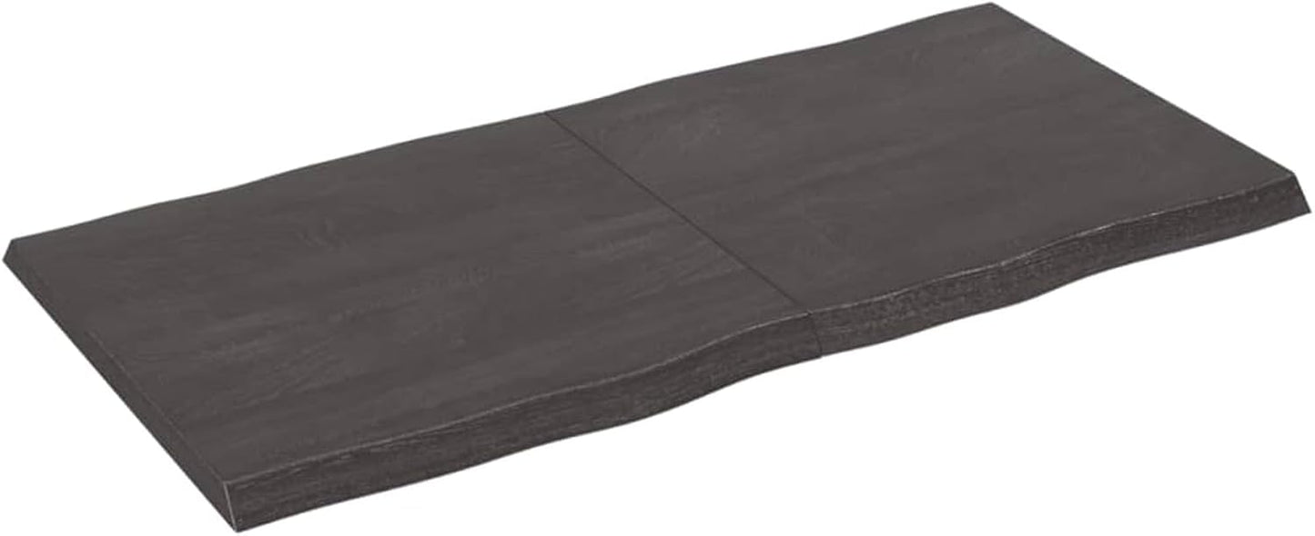 Solid Wood Tabletop, Dark Brown, 120 x 60 x (2-4) cm, Live Edge, Replacement for Kitchen Coffee Table, Dining Table, Desk Surface, Durable & Stylish Top