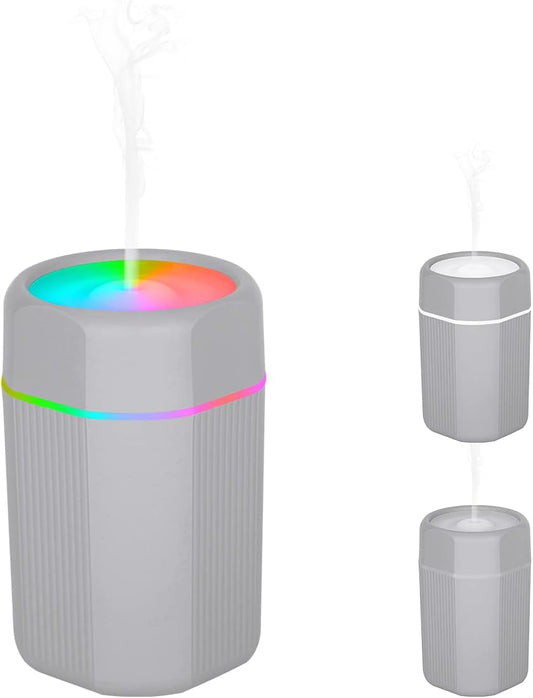 UCINNOVATE 300ml Essential Oil Diffuser, Cool Mist Humidifier with Colorful Lighting, USB Essential Oil Aromatherapy Diffuser for Home Bedroom Office, 2 Mist Modes, Auto Off Safety Function(Grey)