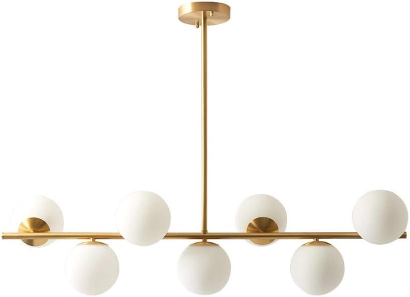 KCO Modern Gold Chandeliers Brushed Brass Ceiling Pendant Light Globe Glass Hanging Light for Dining Room Living Room Bedroom (7-Light)