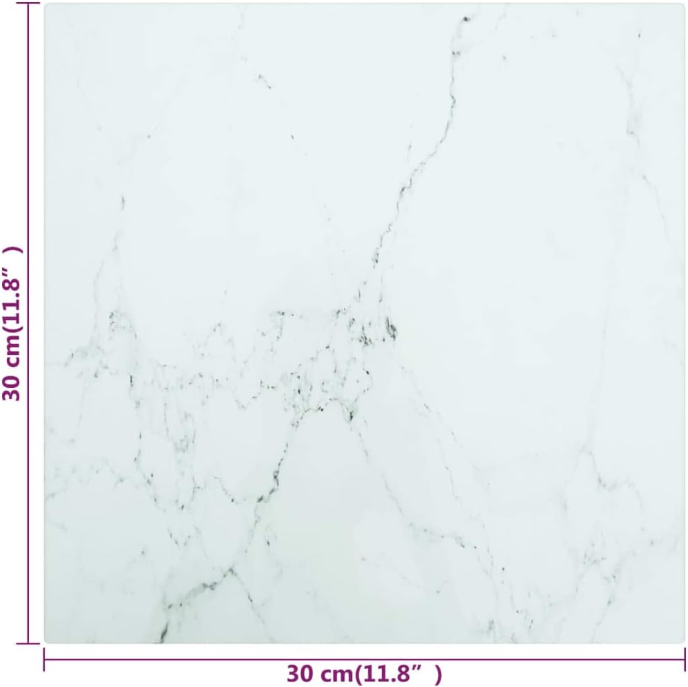 Marble Design Tempered Glass Tabletop 30 x 30 cm – Ideal for Dining, Coffee and Garden Tables – High Durability, Safe & Long Lasting Surface for Home Decor