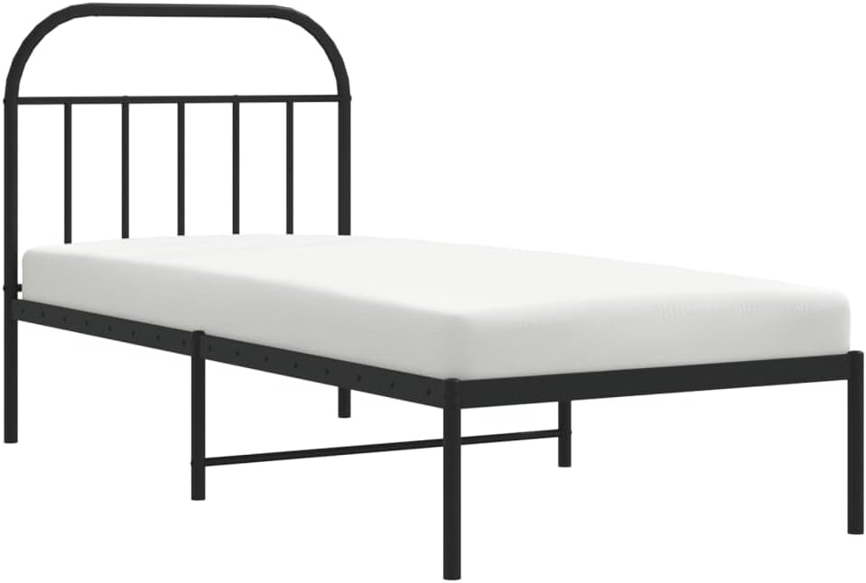 JUNZAI Giroletto con Testiera in Metallo Nero 90x190 cm,Mobili,Letti e Accessori,Letti e telai per Letti