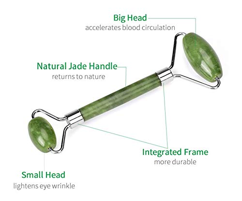 Jade Roller Deluxe Set with Bracelet, Jeweled Stand and Satin Pouches. Skin Care Facial Massage Detox Optimize Health Wellness Anti Aging Treatment Wrinkle Removal