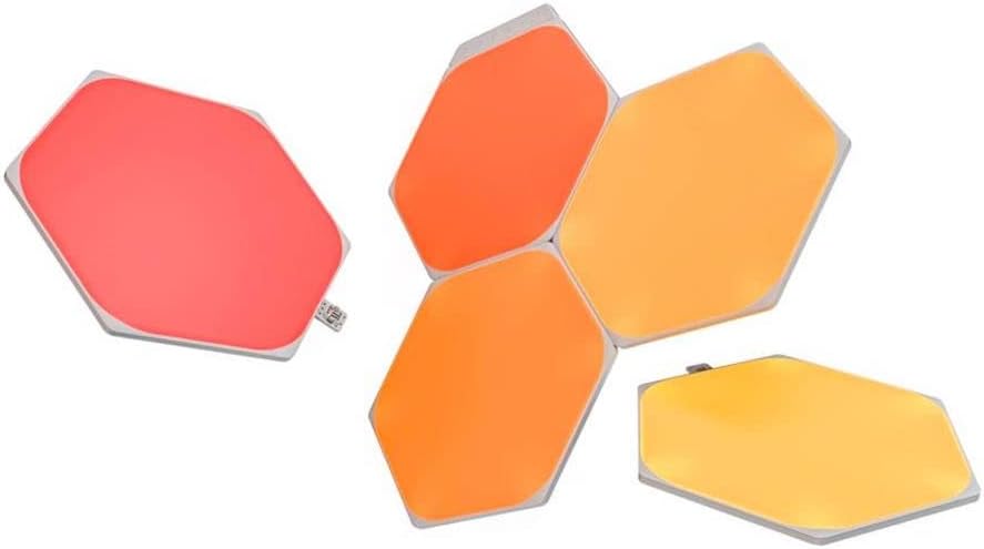 Nanoleaf Shapes Hexagon Starter Kit, 5 Bright Hexagons LED RGBW Smart – Modular Indoor Wall Light, 16M LED Lights WiFi Colours, Works with Alexa, Music Synchrony and Monitor, Deco and Gaming