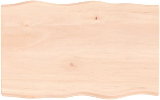 Homgoday 80x50 cm Solid Oak Tabletop, Unfinished, Live Edge Design, Replacement Coffee Table, Kitchen Dining Table, Desktop Countertop, Versatile Mobili Superficie