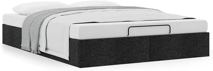 vidaxl Ottoman Bed Frame - Black Queen Size Fabric Storage Bed with Hydraulic Lift/Slat Base for Modern Bedroom