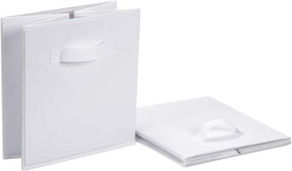 Amazon Basics Collapsible Fabric Storage Cubes Organizer with Handles, 10.5"x10.5"x11", White - Pack of 6