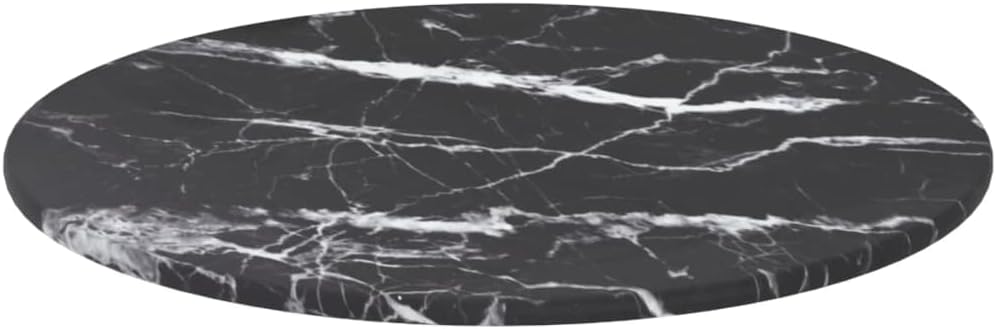Black Marble Design Tempered Glass Tabletop Ø30 x 0,8 cm – Ideal for Dining, Coffee and Garden Tables – Safe, durevole, Stylish Desk Surface