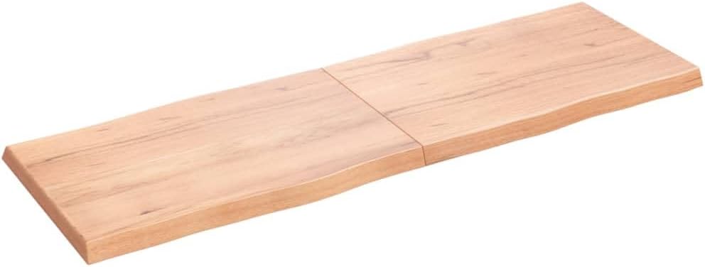 Light Brown Solid Wood Tabletop 180 x 60 x (2-6) cm, Treated with Live Edge, Versatile Kitchen Dining Table, Desk Top, Replacement Table for Home & Office