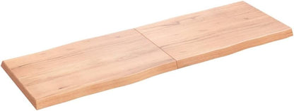 Light Brown Solid Wood Tabletop 180 x 60 x (2-6) cm, Treated with Live Edge, Versatile Kitchen Dining Table, Desk Top, Replacement Table for Home & Office