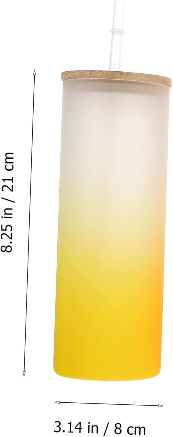 Zerodeko 4Pcs Gradient Sublimation Glass Drinking Cup Frosted Color Changing Tumbler with Lid