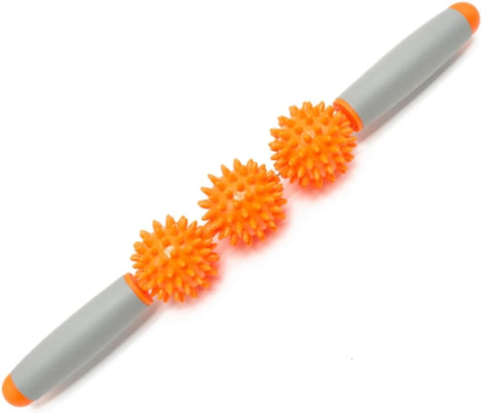 SIKATIHU Fascia Muscle Roller Stick Hedgehog Massage Roller Yoga Stick Hand-held Body Massage Tool for Cellulite and Muscle Soreness,Physical Therapy &Recovery,Reduce Leg Cramps (Orange)